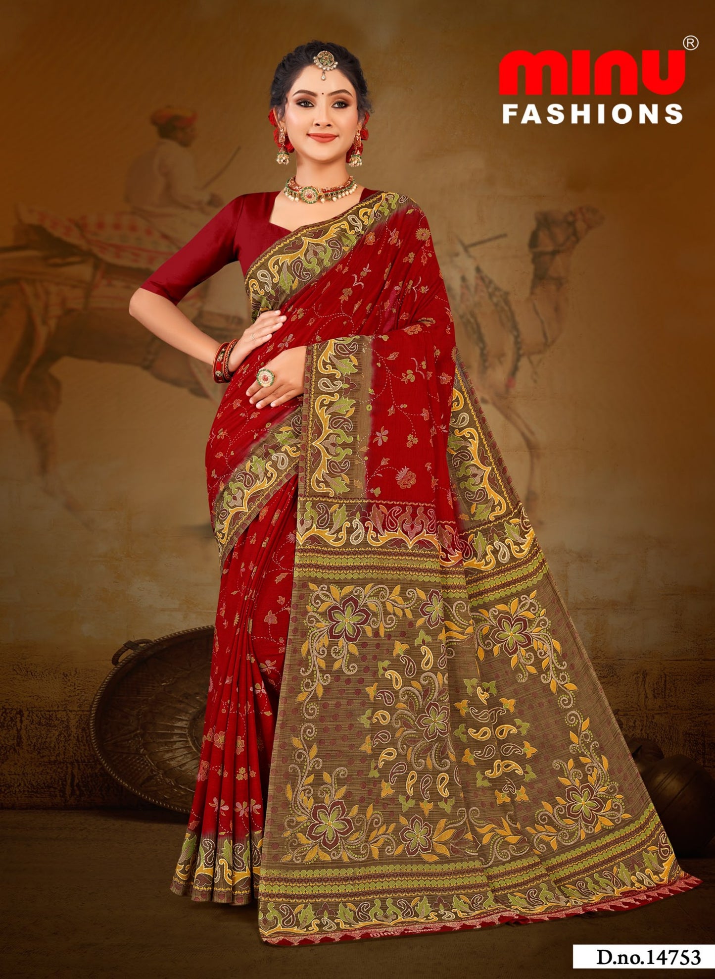 Minu Red Uditi Saree