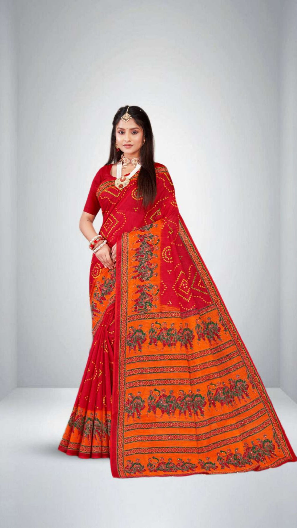 Saree Mithila Red Gold