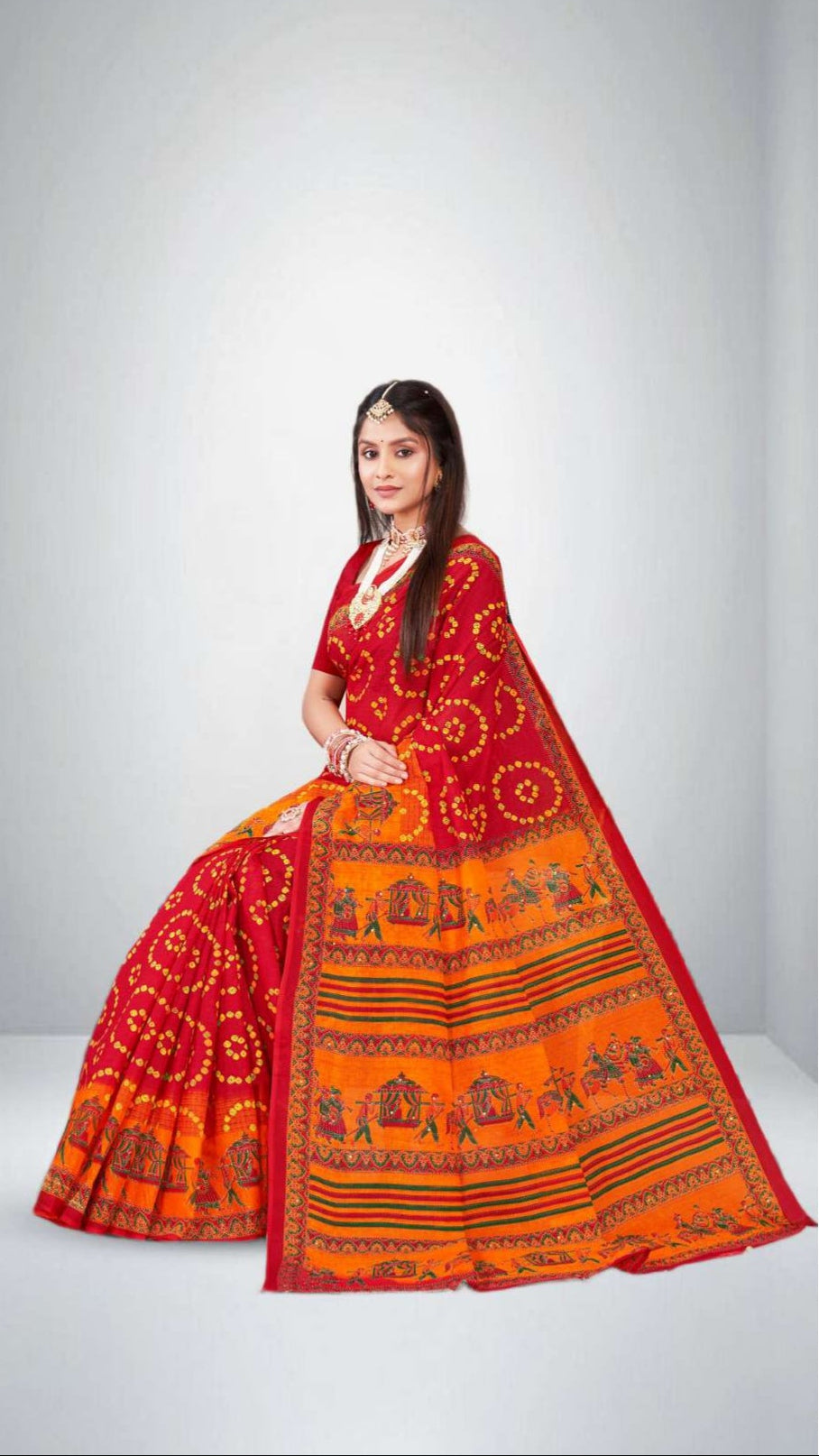Saree Mithila Red Gold