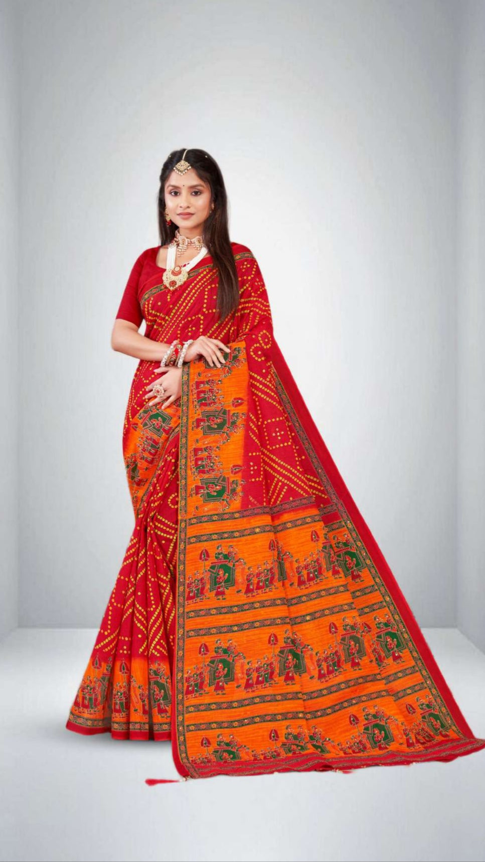 Saree Mithila Red Gold
