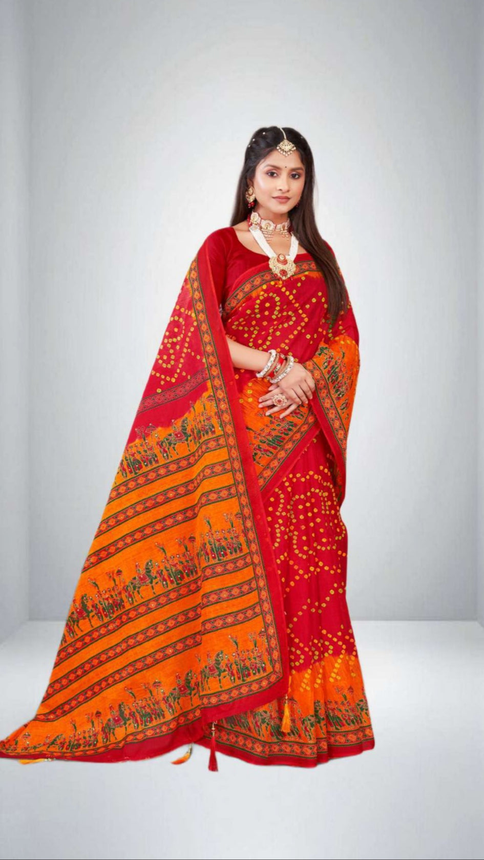 Saree Mithila Red Gold