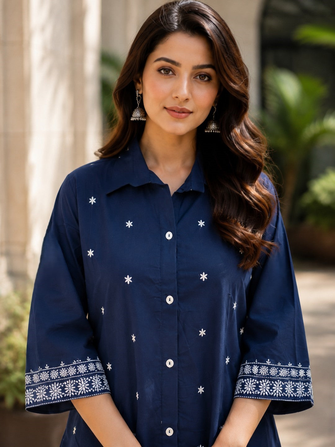 Embroidered Cotton Co-Ord Set with Drawstring Pants