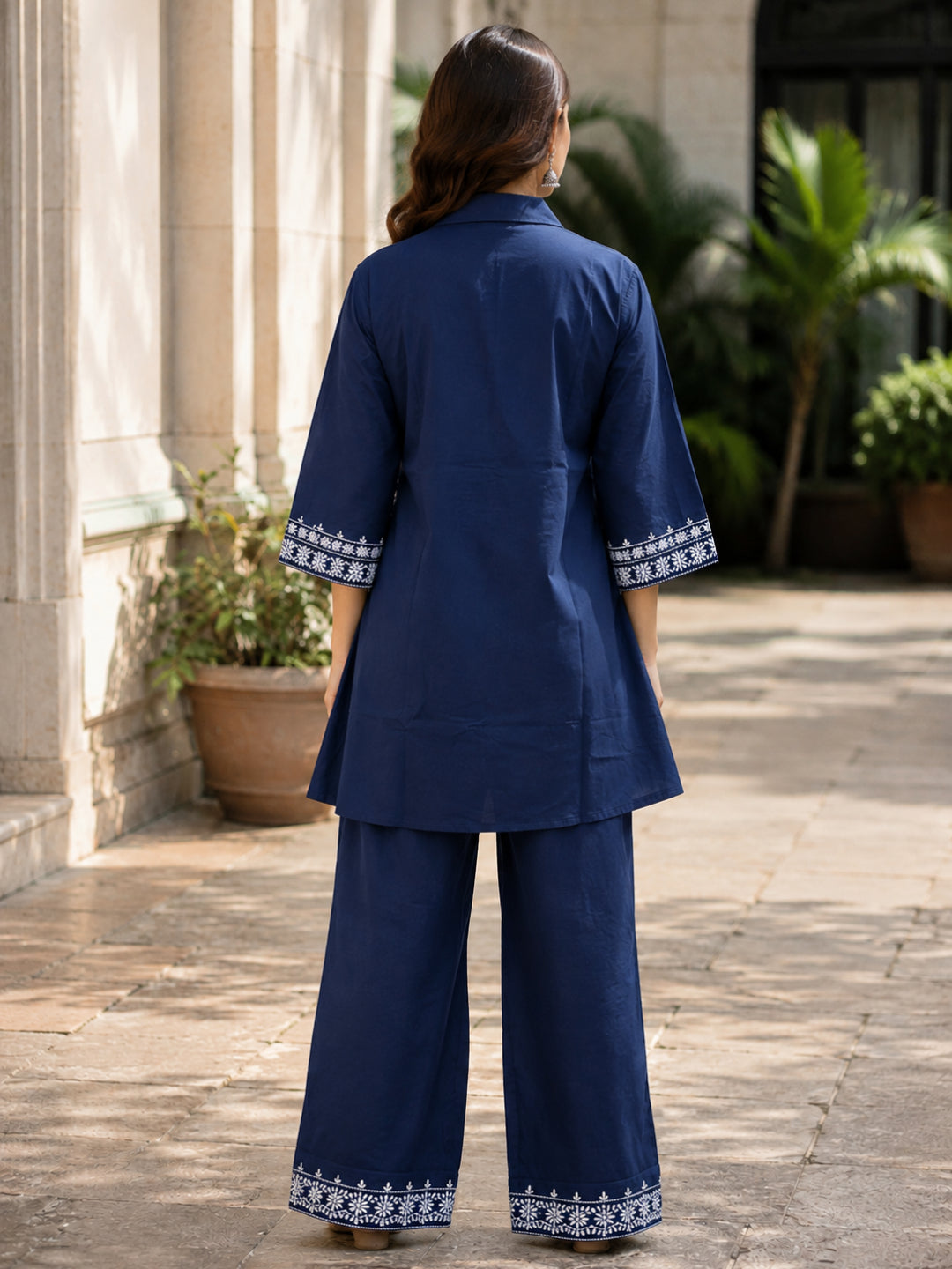 Embroidered Cotton Co-Ord Set with Drawstring Pants
