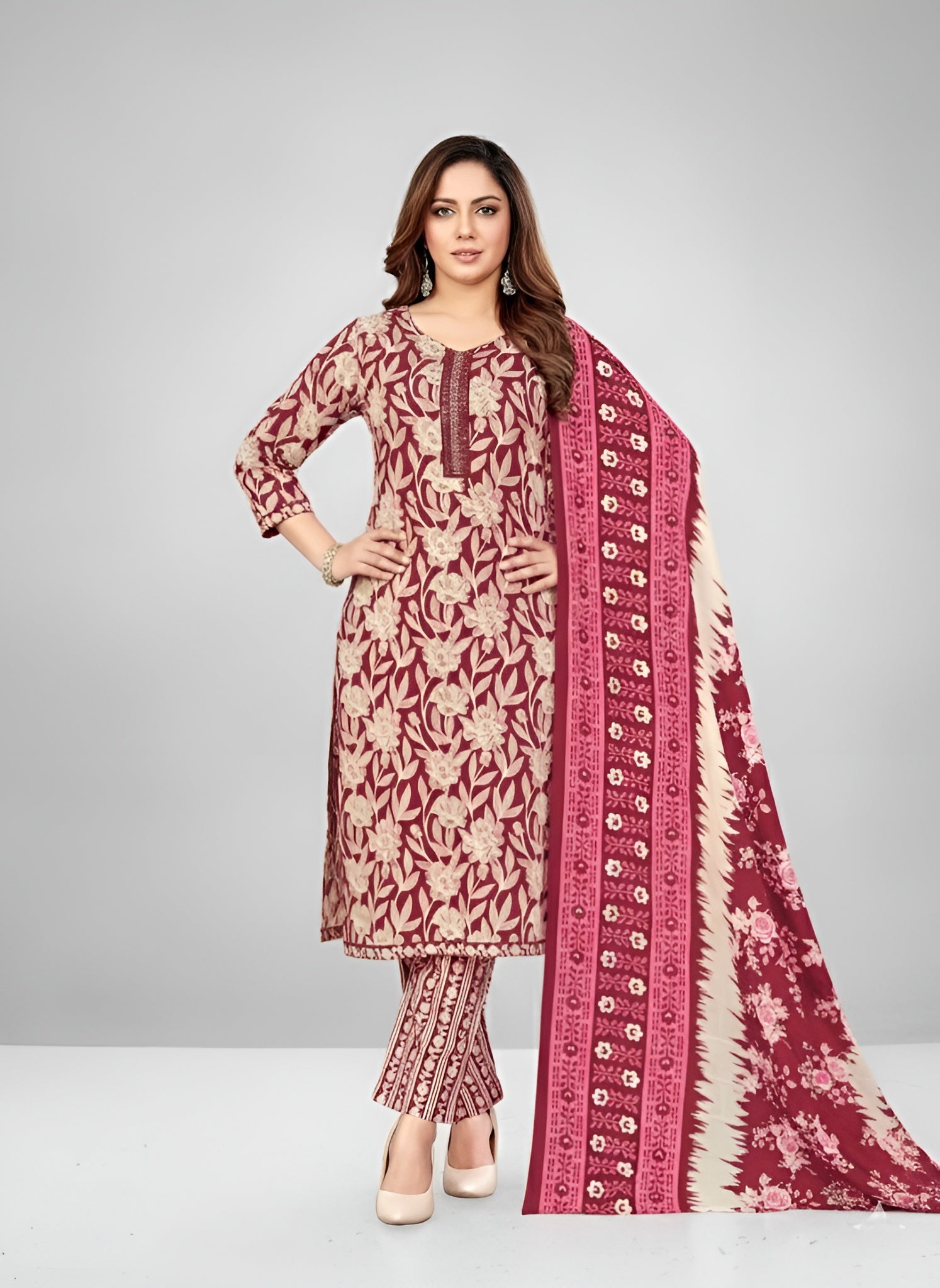 Olympics 2 Cotton Printed Stitched Salwar Suit 2010