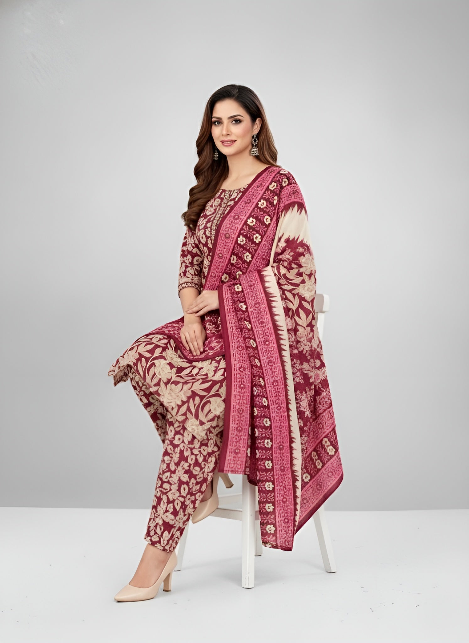 Olympics 2 Cotton Printed Stitched Salwar Suit 2010