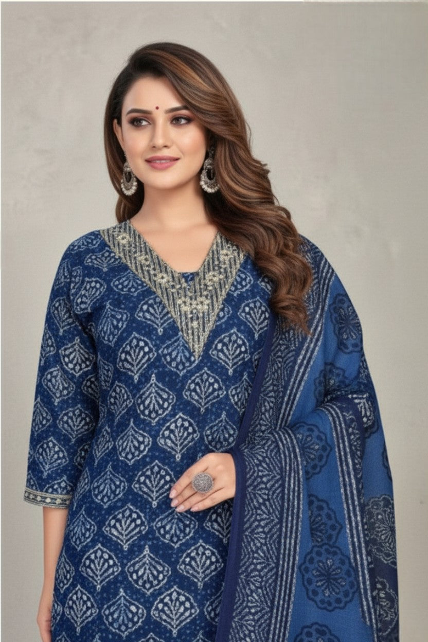 Indigo Star Cotton Printed Stitched Salwar Suit XL 1003