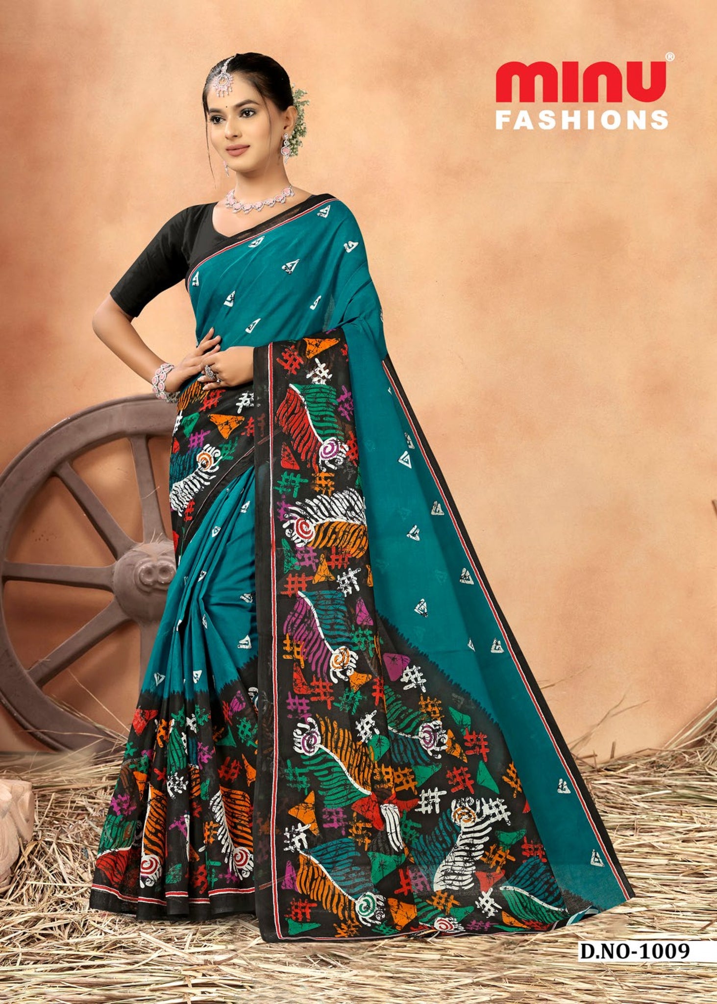 Premium Cotton Bengal Beauty Batik Saree in Blue