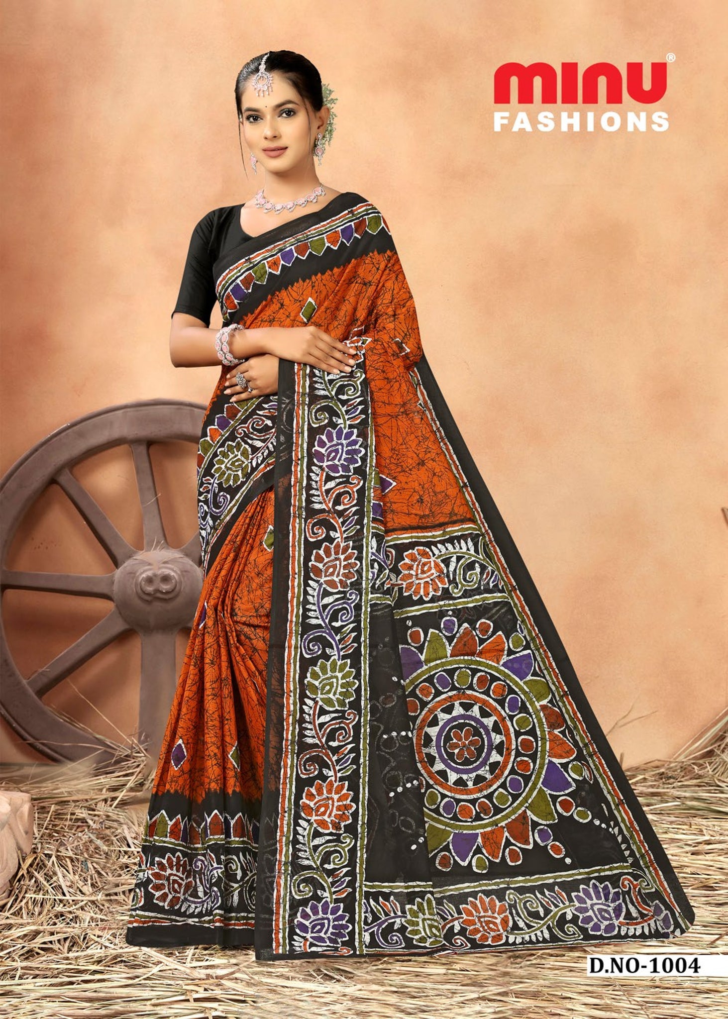 Premium Cotton Bengal Beauty Batik Saree in Brown