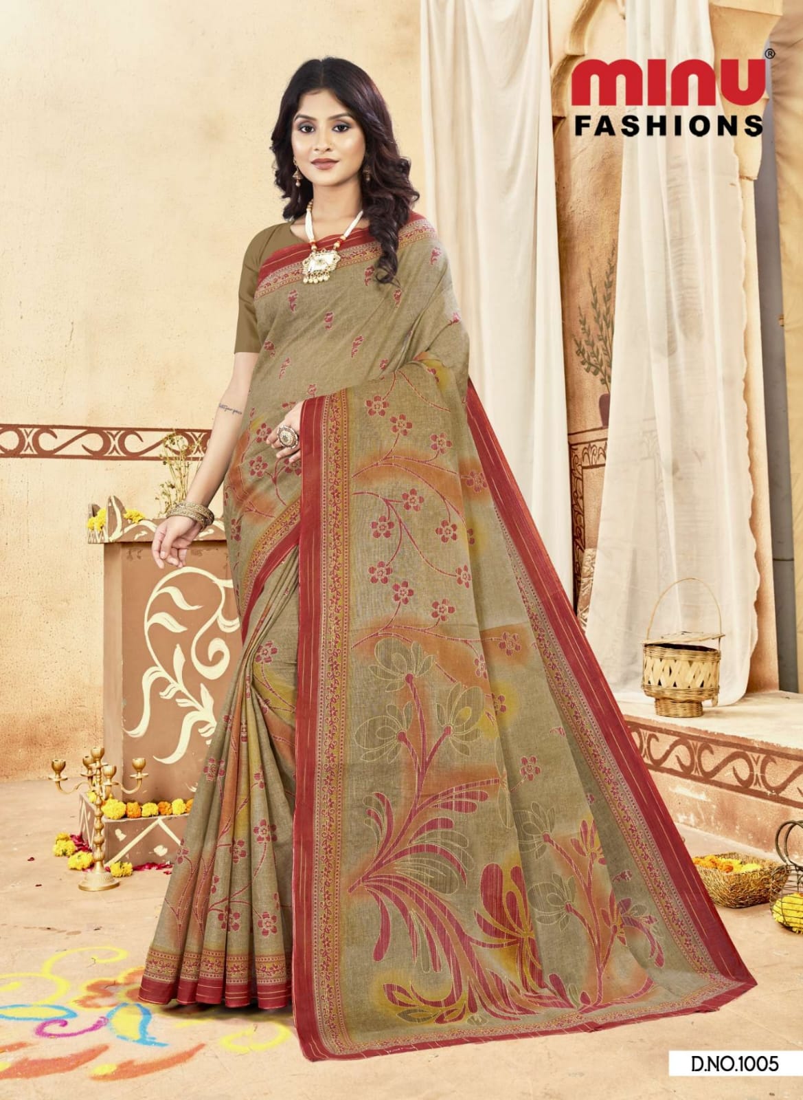 Premium Cotton Classic Collection Saree in Grey