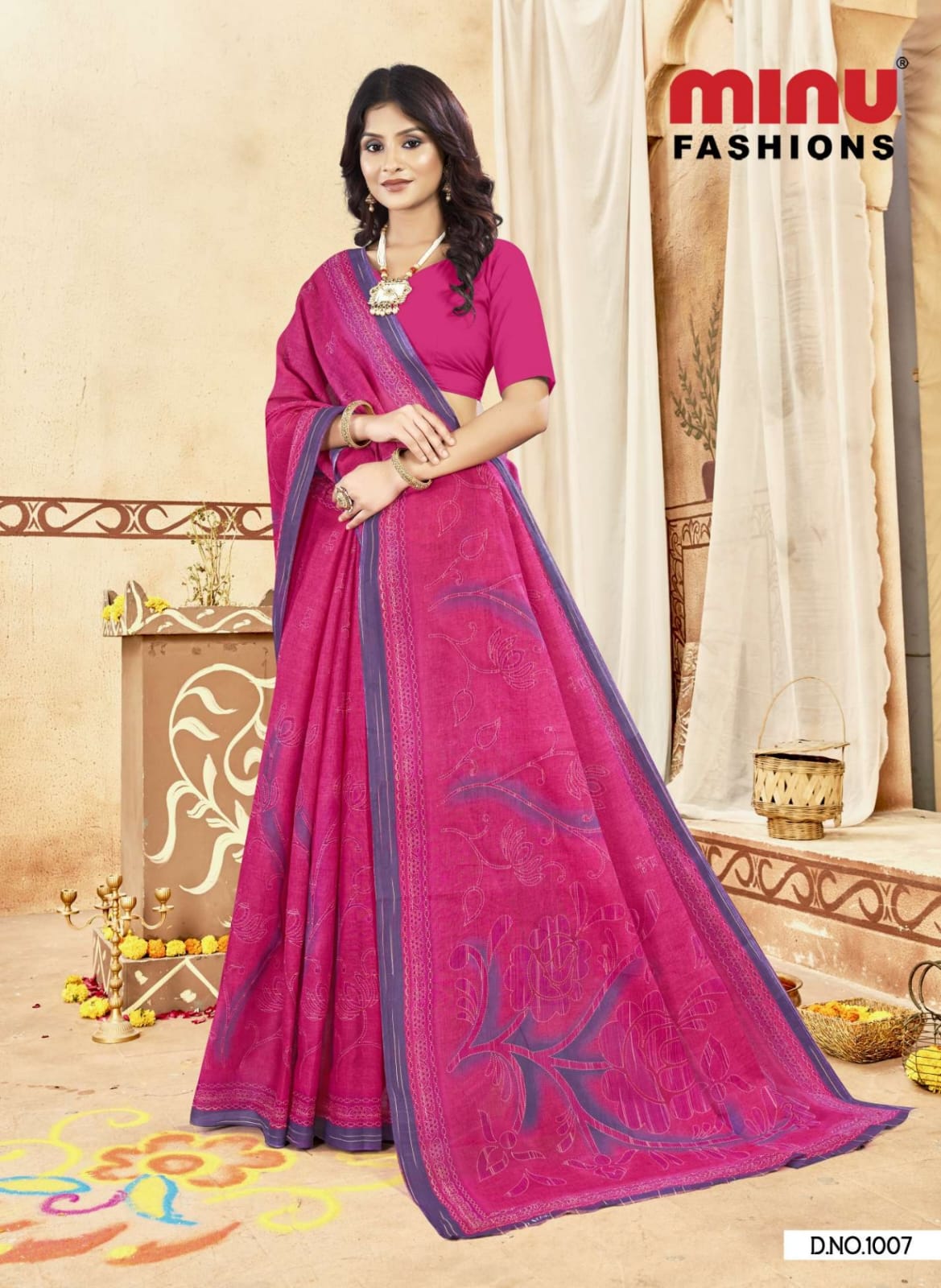 Premium Cotton Classic Collection Saree in Purple