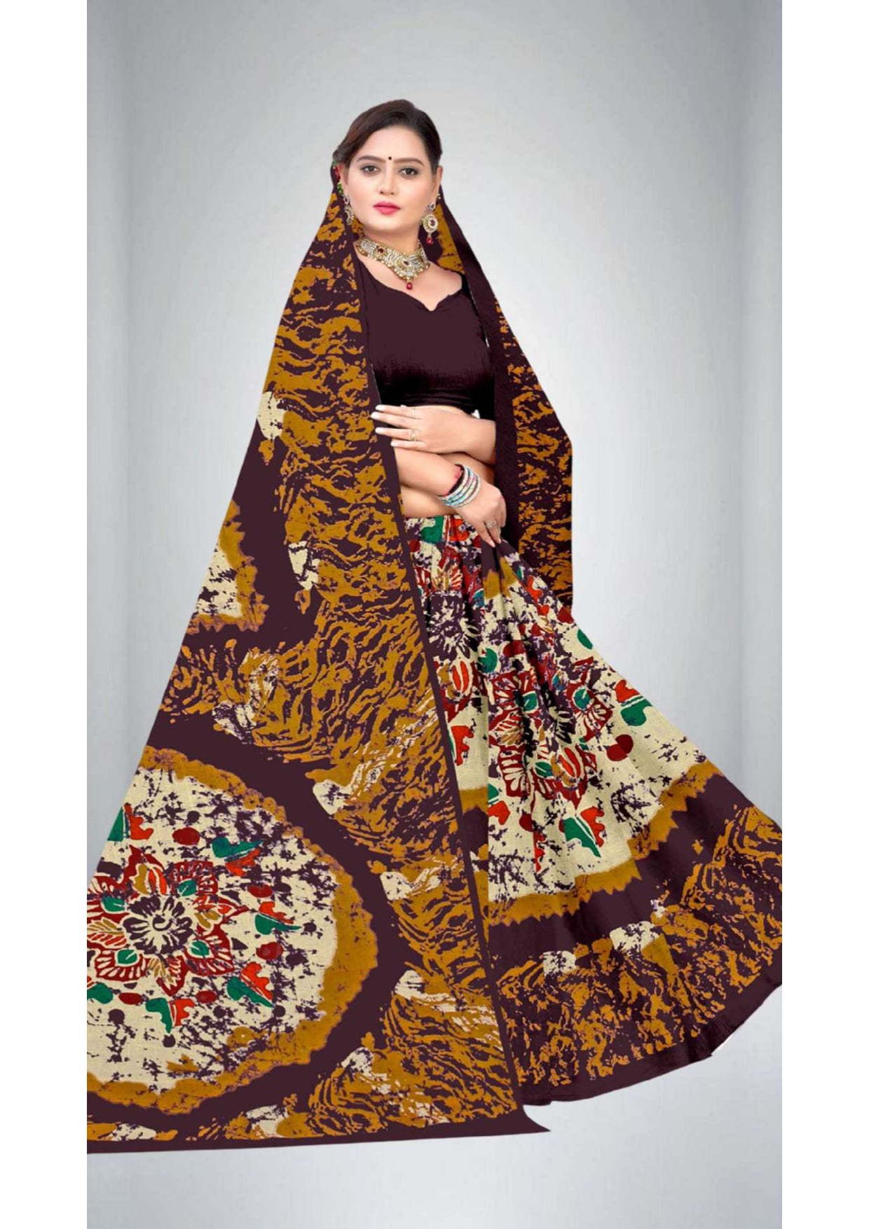 Premium Cotton High Count Saree in Beige