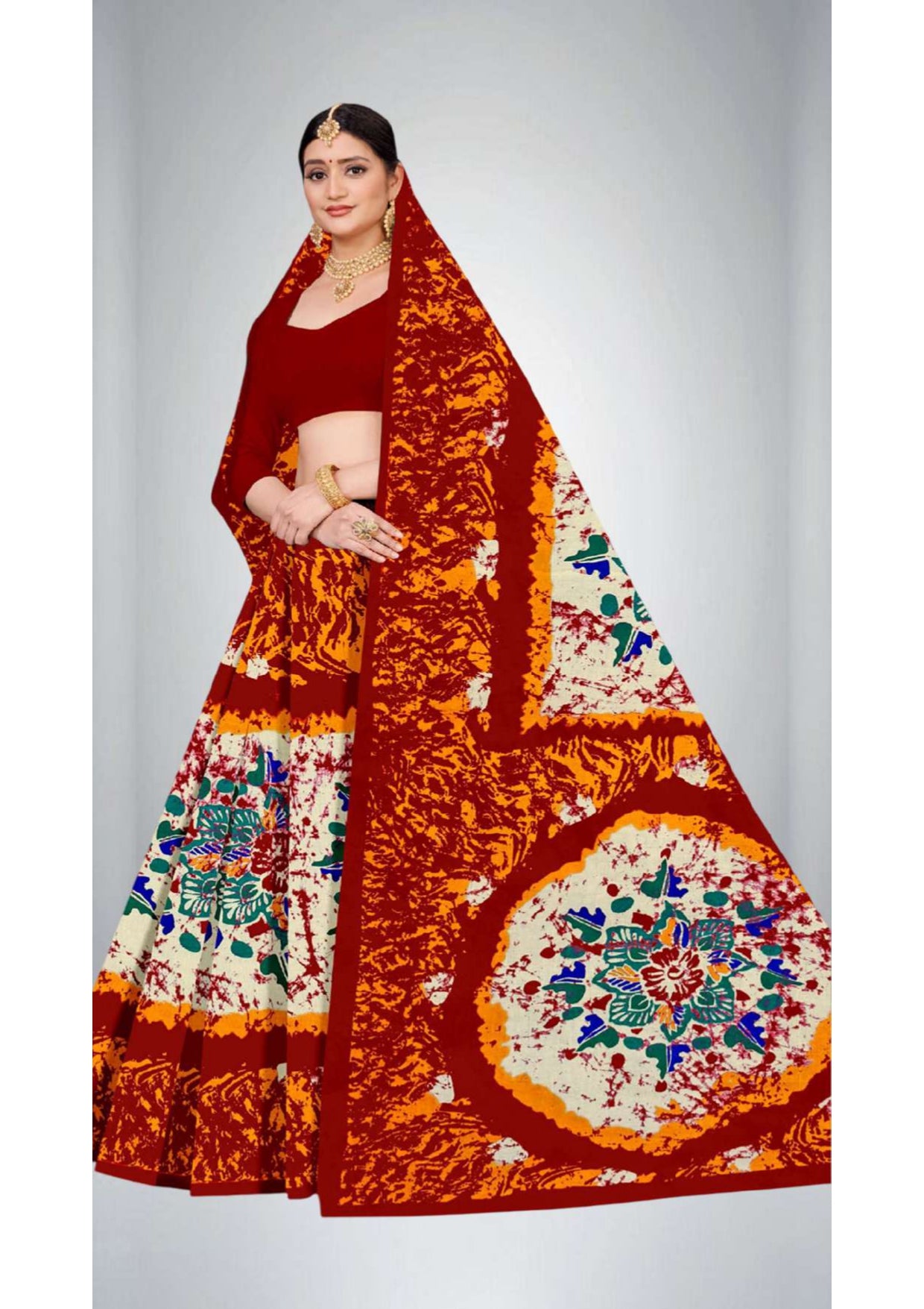 Premium Cotton High Count Saree in Orange