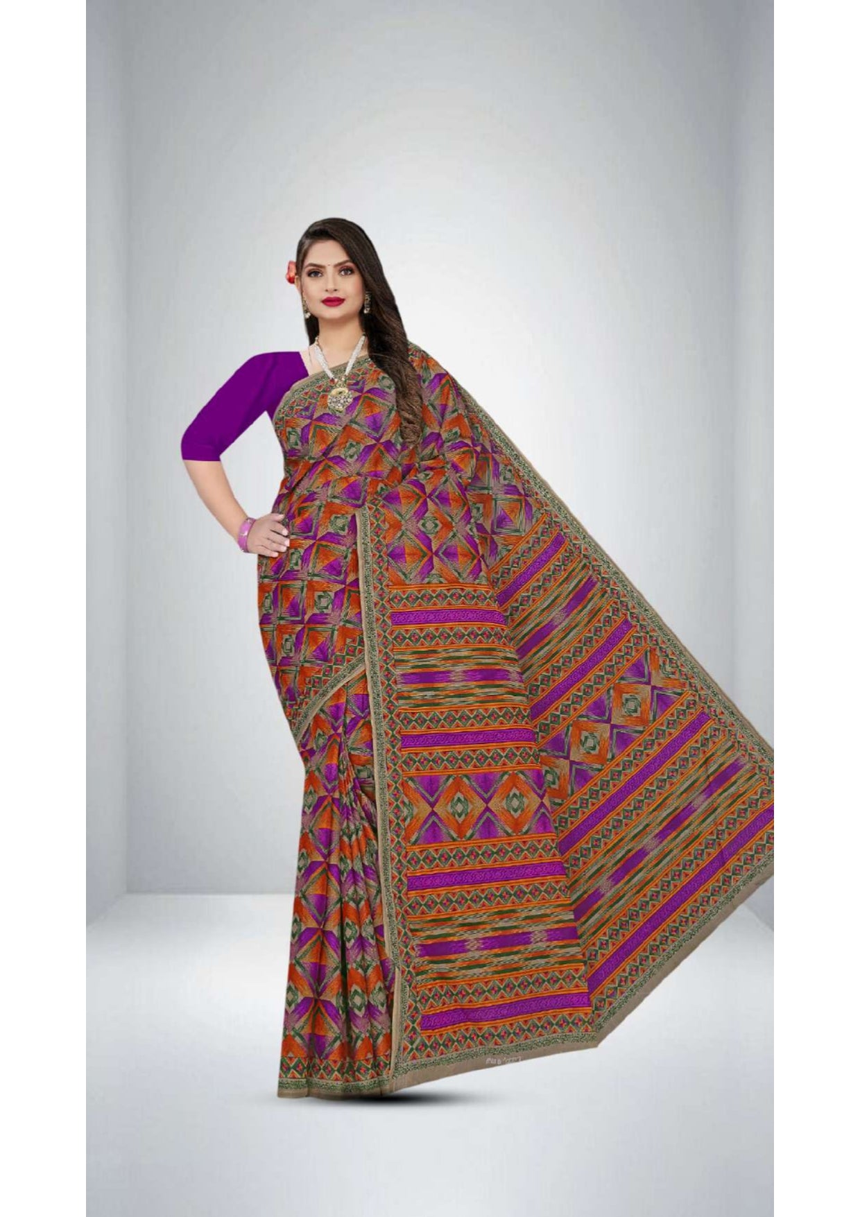 Premium Cotton Kasturi Saree in Violet