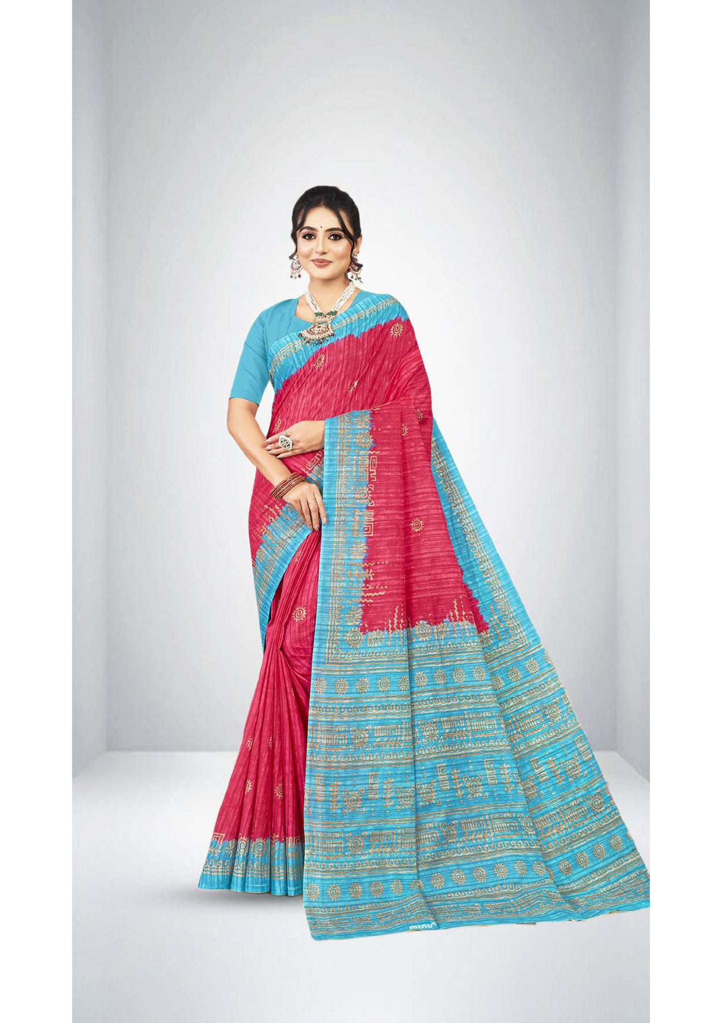 Premium Cotton Prativa Batik Saree in Pink Purple