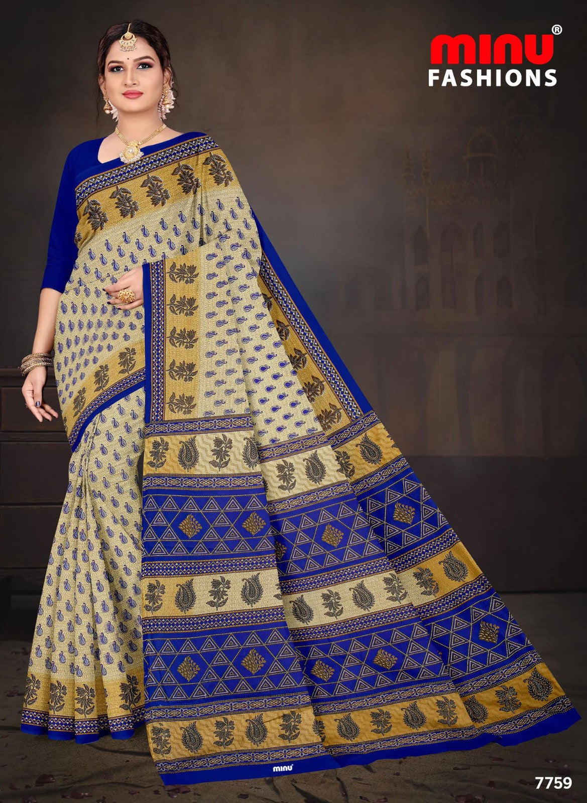 Malaika Cotton Printed Purple Saree 7759