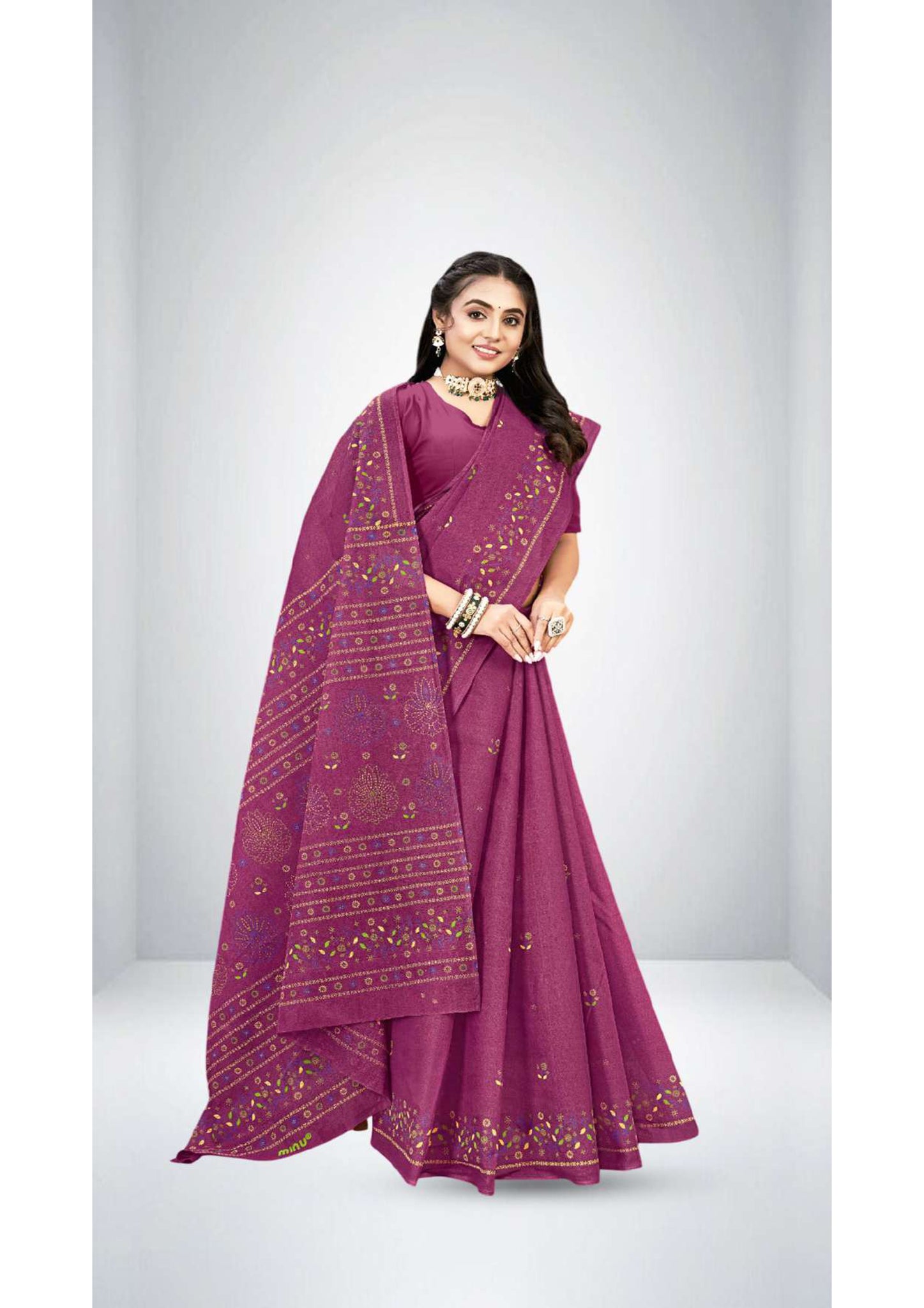 Premium Cotton Public Demand Saree in Dee Purple