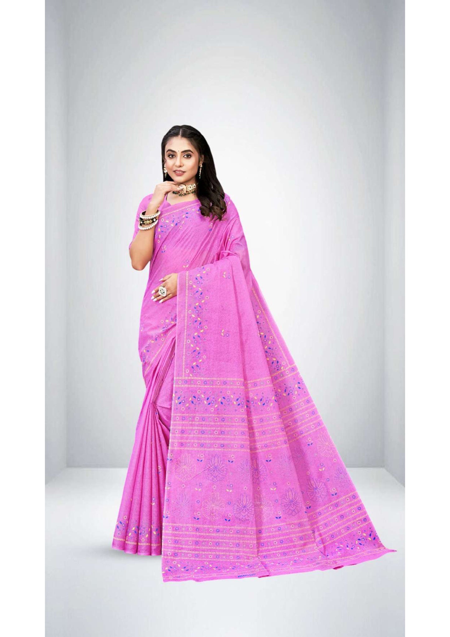 Premium Cotton Public Demand Saree in Pink Purple
