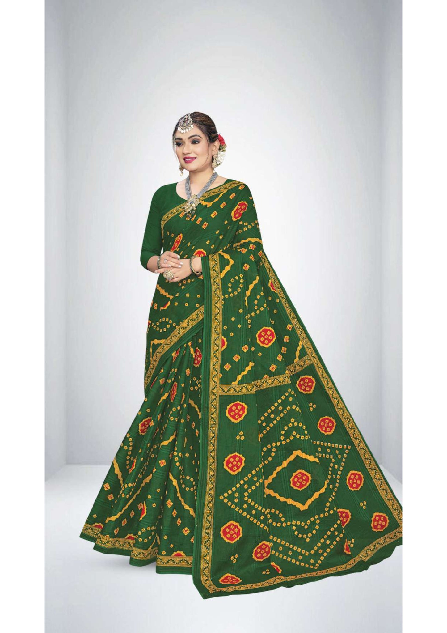 Premium Cotton Saree Green Vally Saree in Green 4