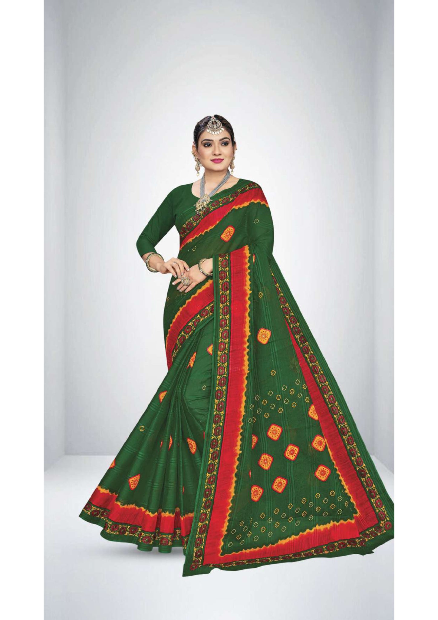 Premium Cotton Saree Green Vally Saree in Green 5