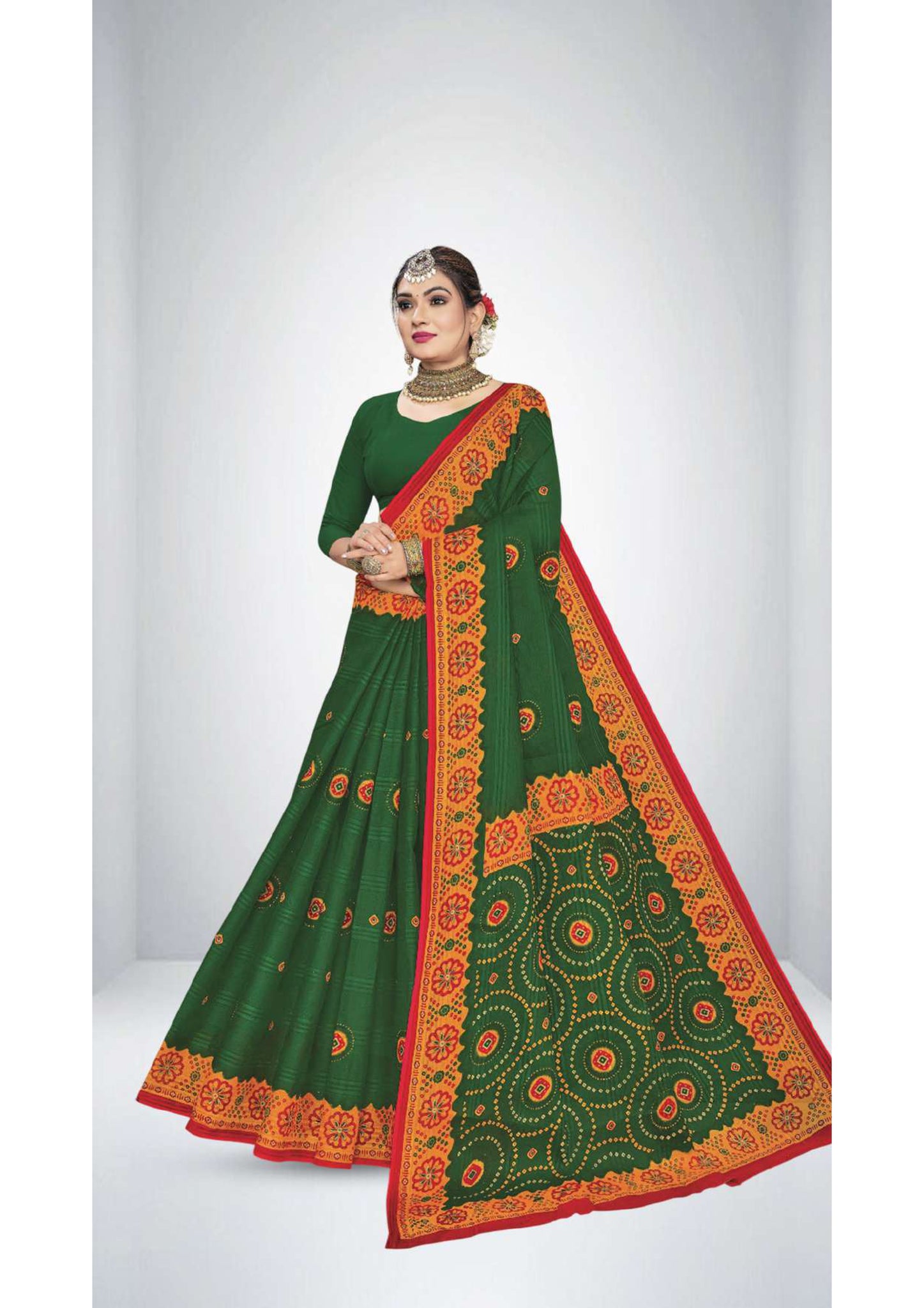 Premium Cotton Saree Green Vally Saree in Green 9