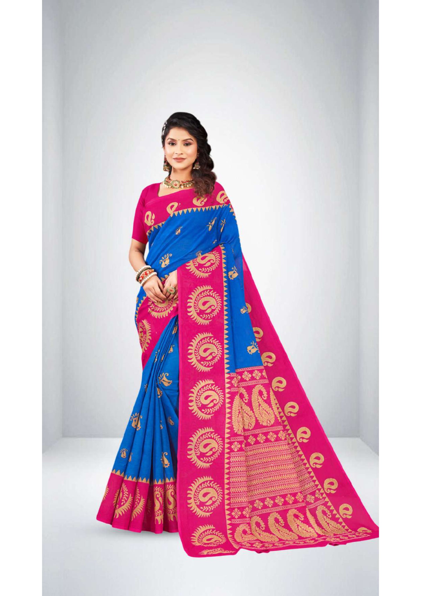 Premium Cotton Saree Kismish Saree in Blue