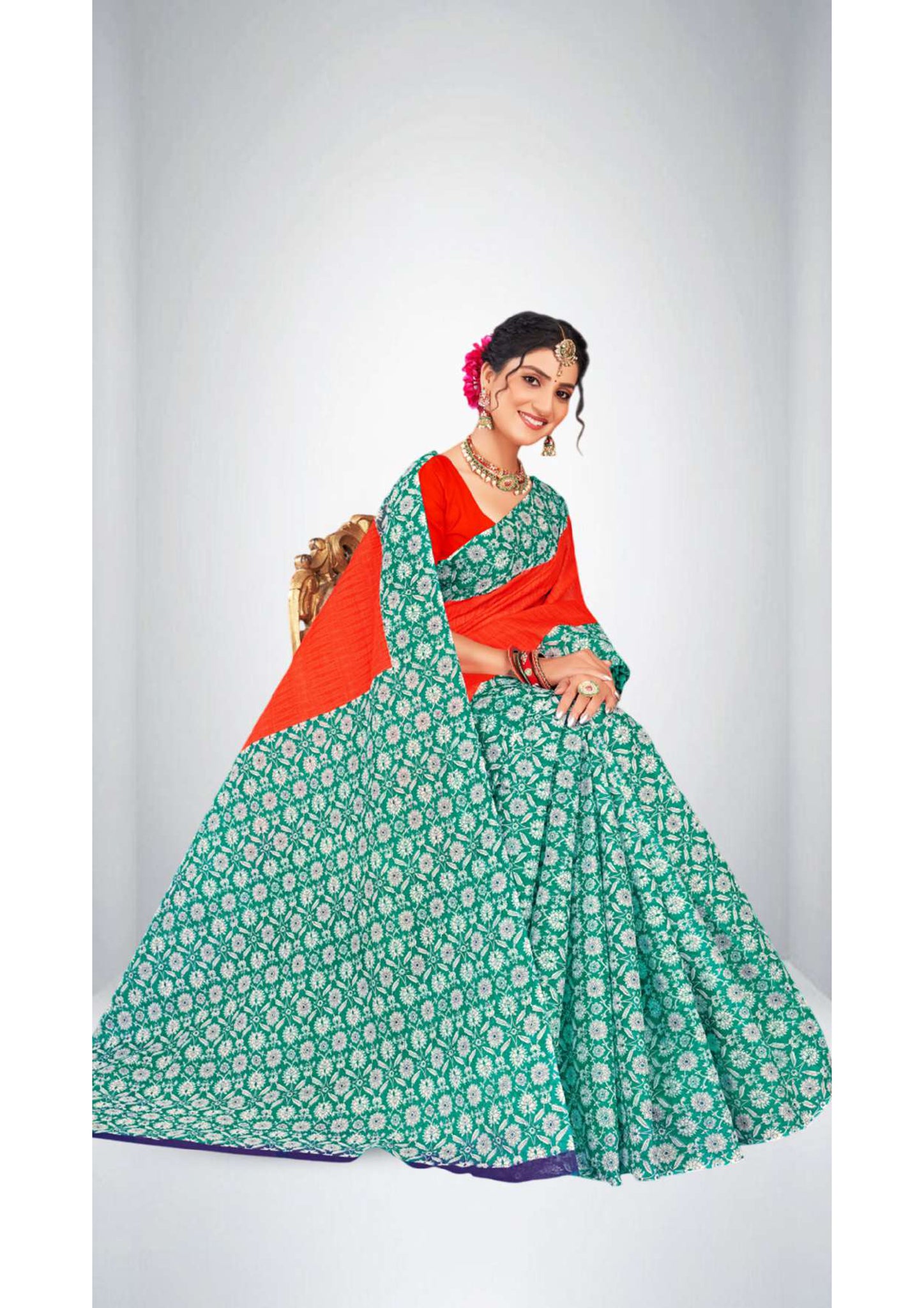 Premium Cotton Urvashi Saree in Red 1