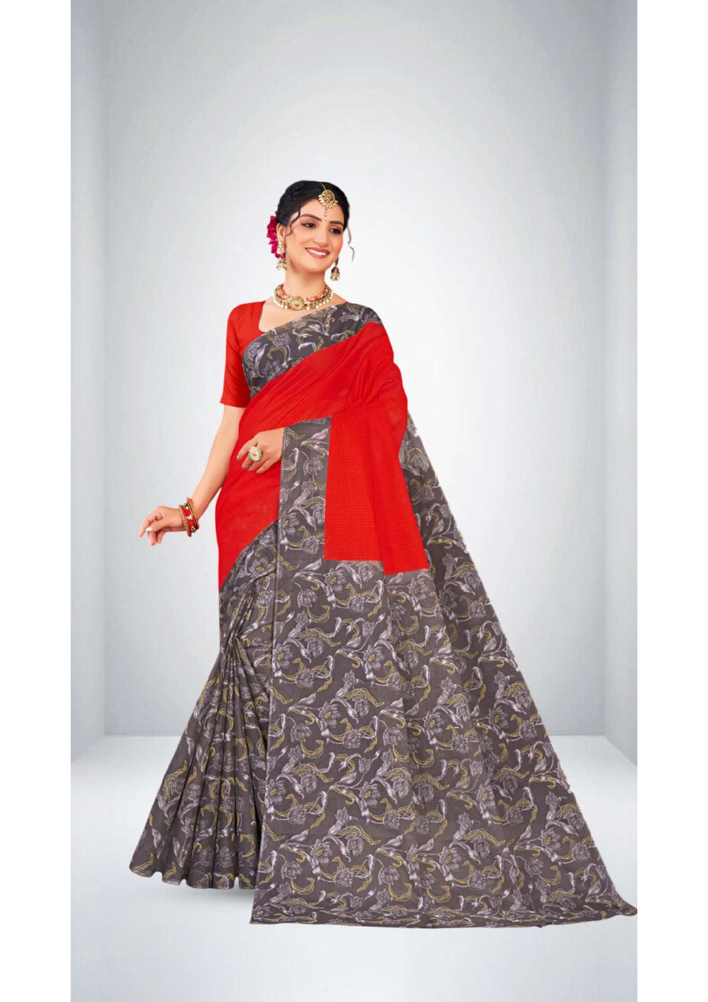 Premium Cotton Urvashi Saree in Red