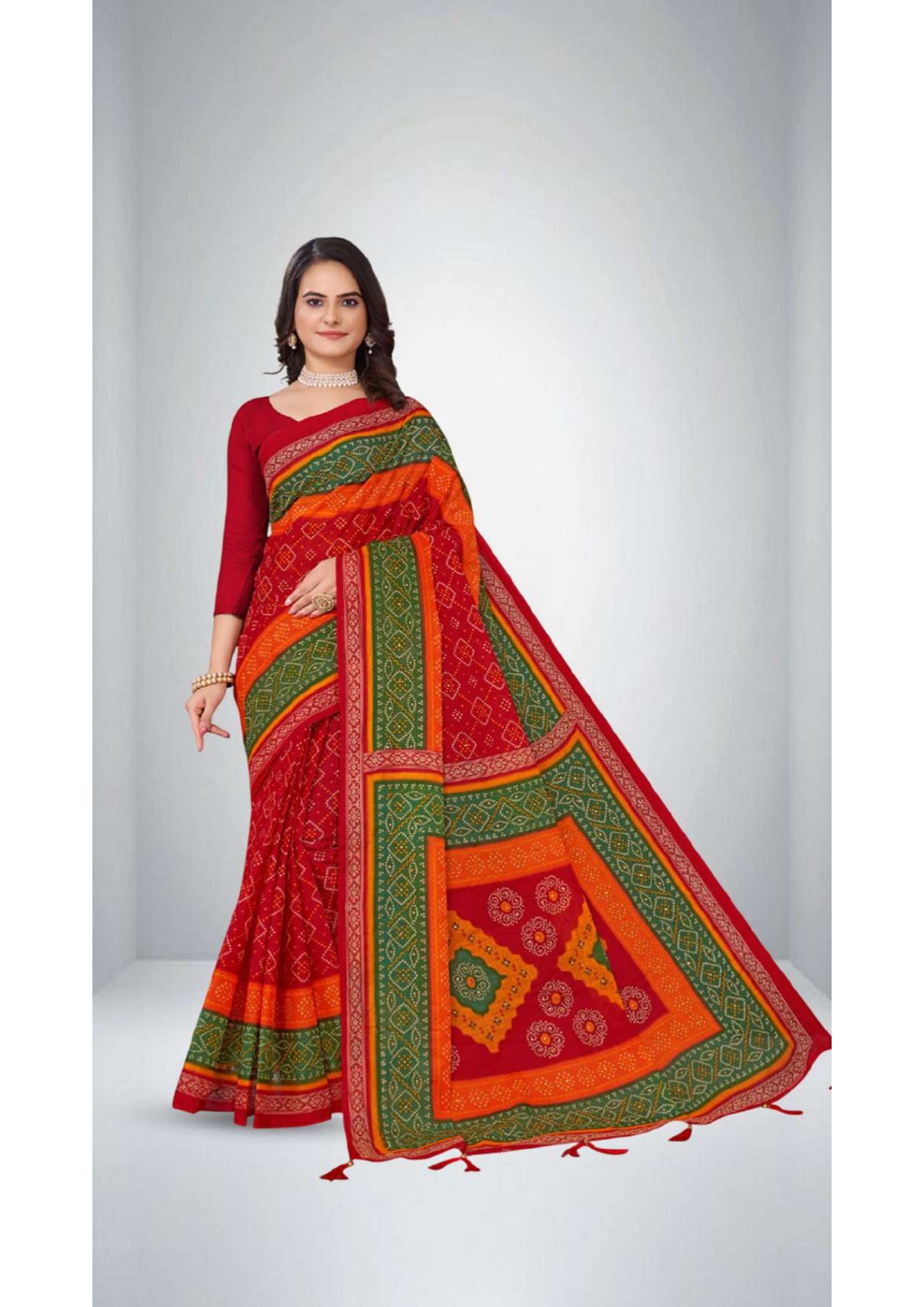 Pure Cotton Embroidery Saree Janak Nandini Saree in Red 3