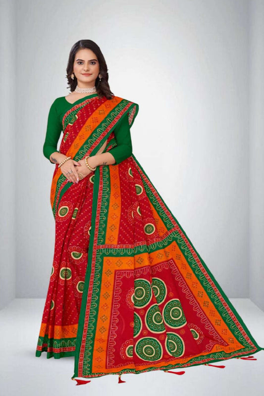 Pure Cotton Embroidery Saree Janak Nandini Saree in Red 5