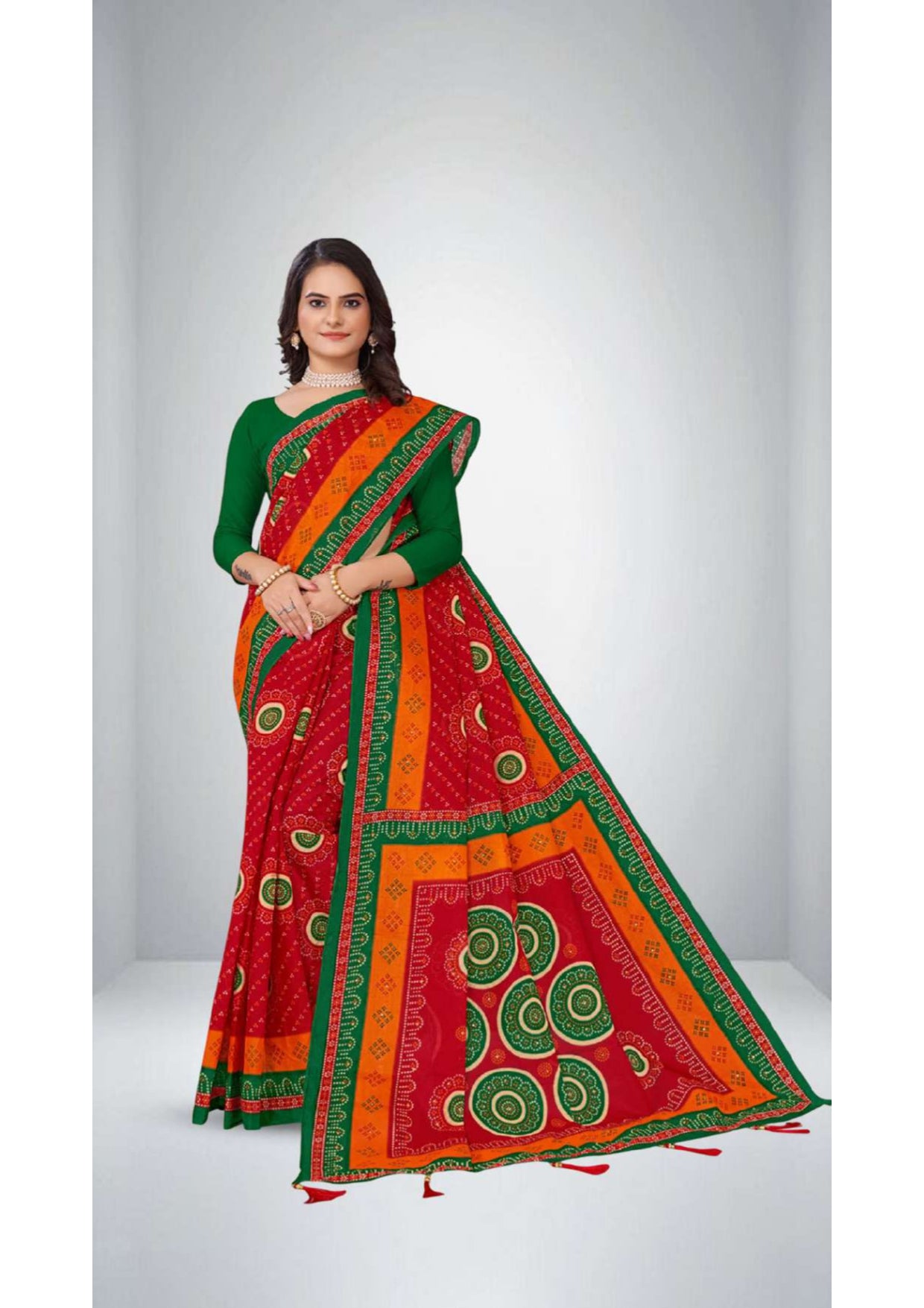 Pure Cotton Embroidery Saree Janak Nandini Saree in Red 5