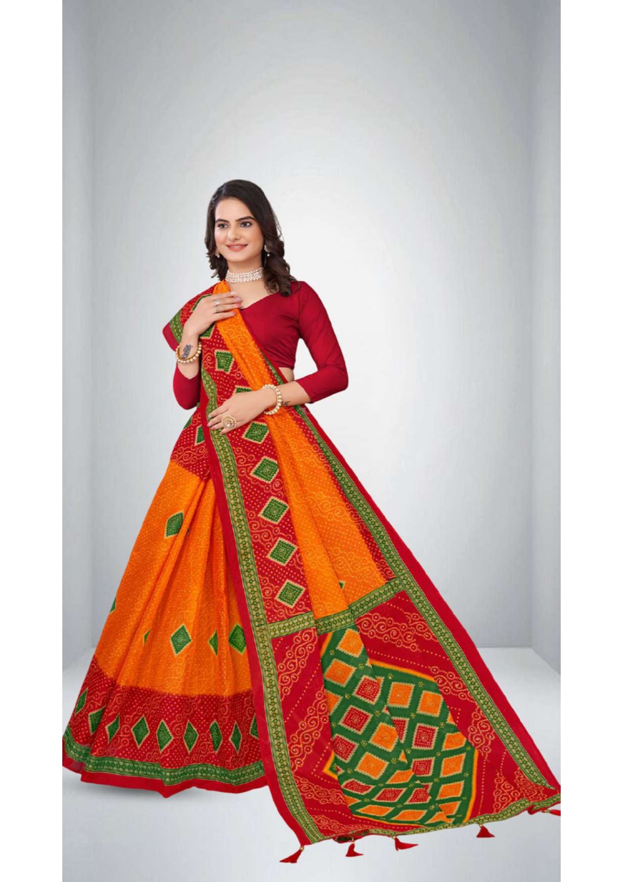 Pure Cotton Embroidery Saree Janak Nandini Saree in Red 6
