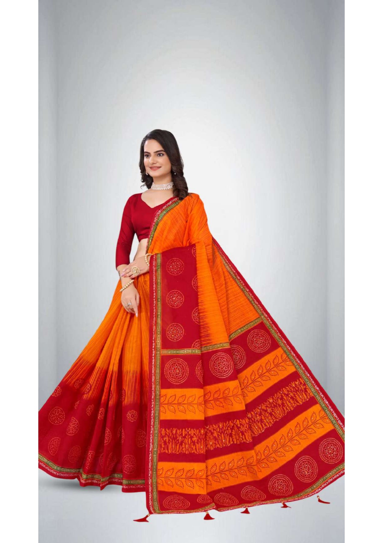 Pure Cotton Embroidery Saree Janak Nandini Saree in Red 8