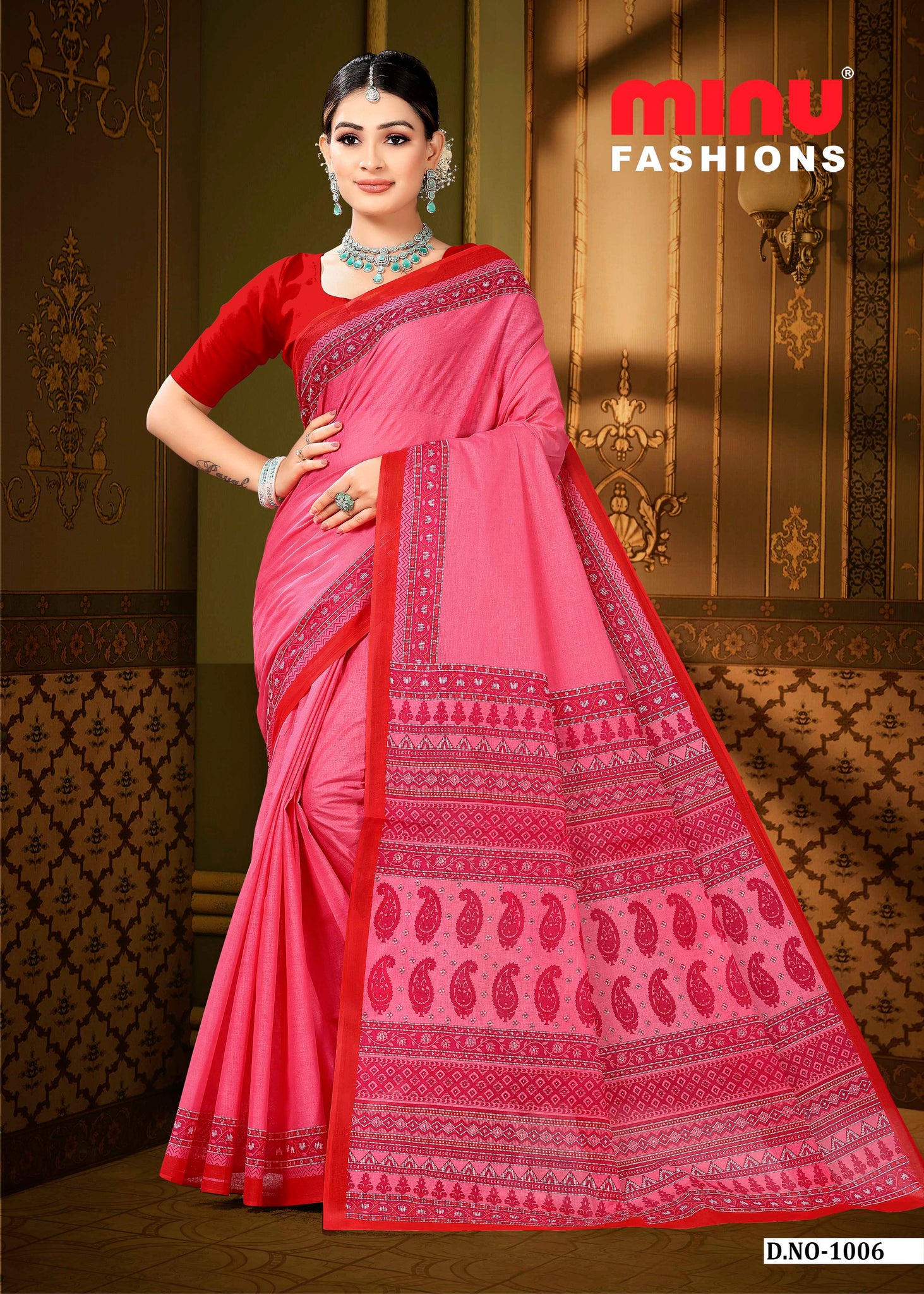 Pure Cotton Khushi Saree in Deep Pink