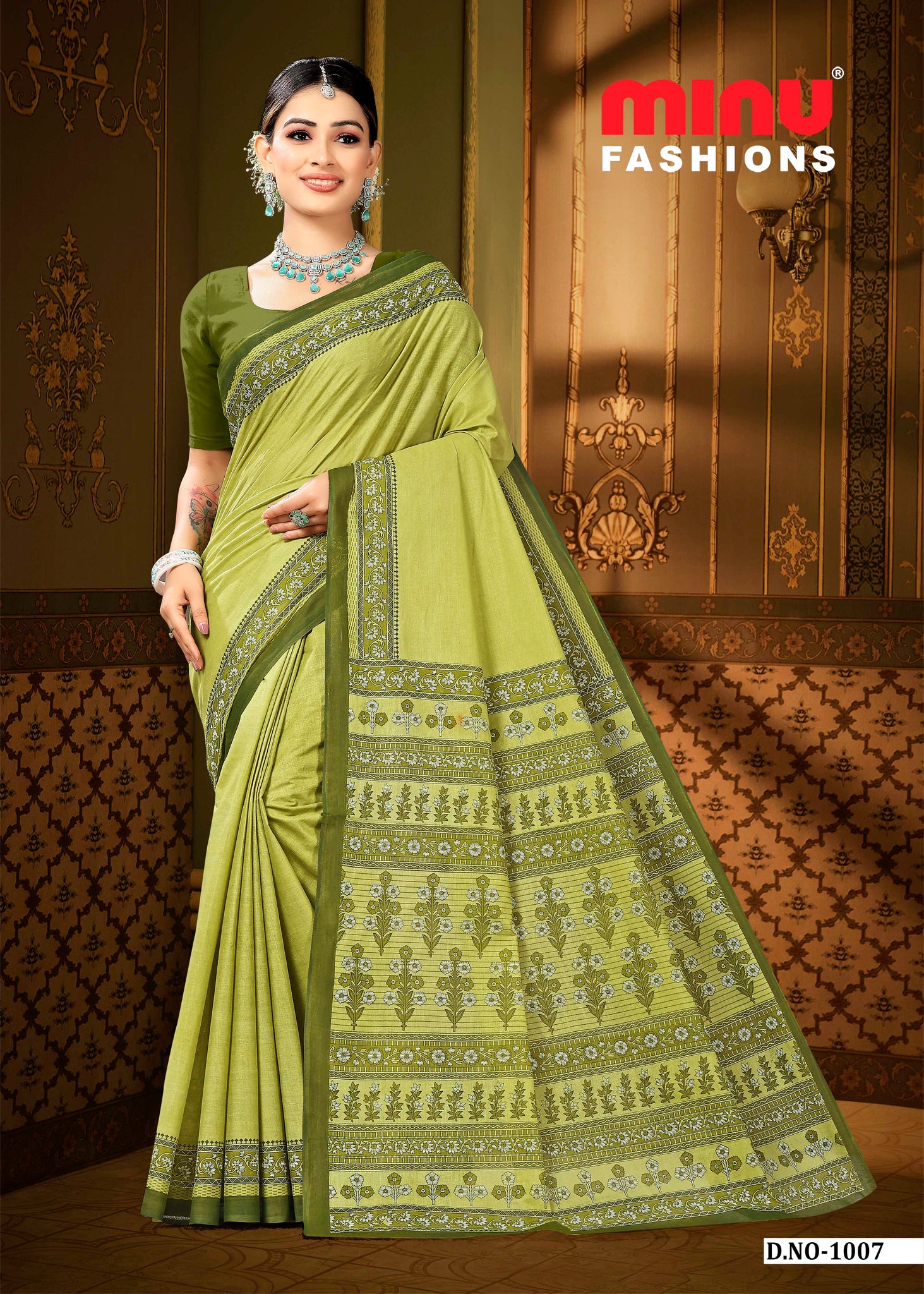 Pure Cotton Khushi Saree in Green
