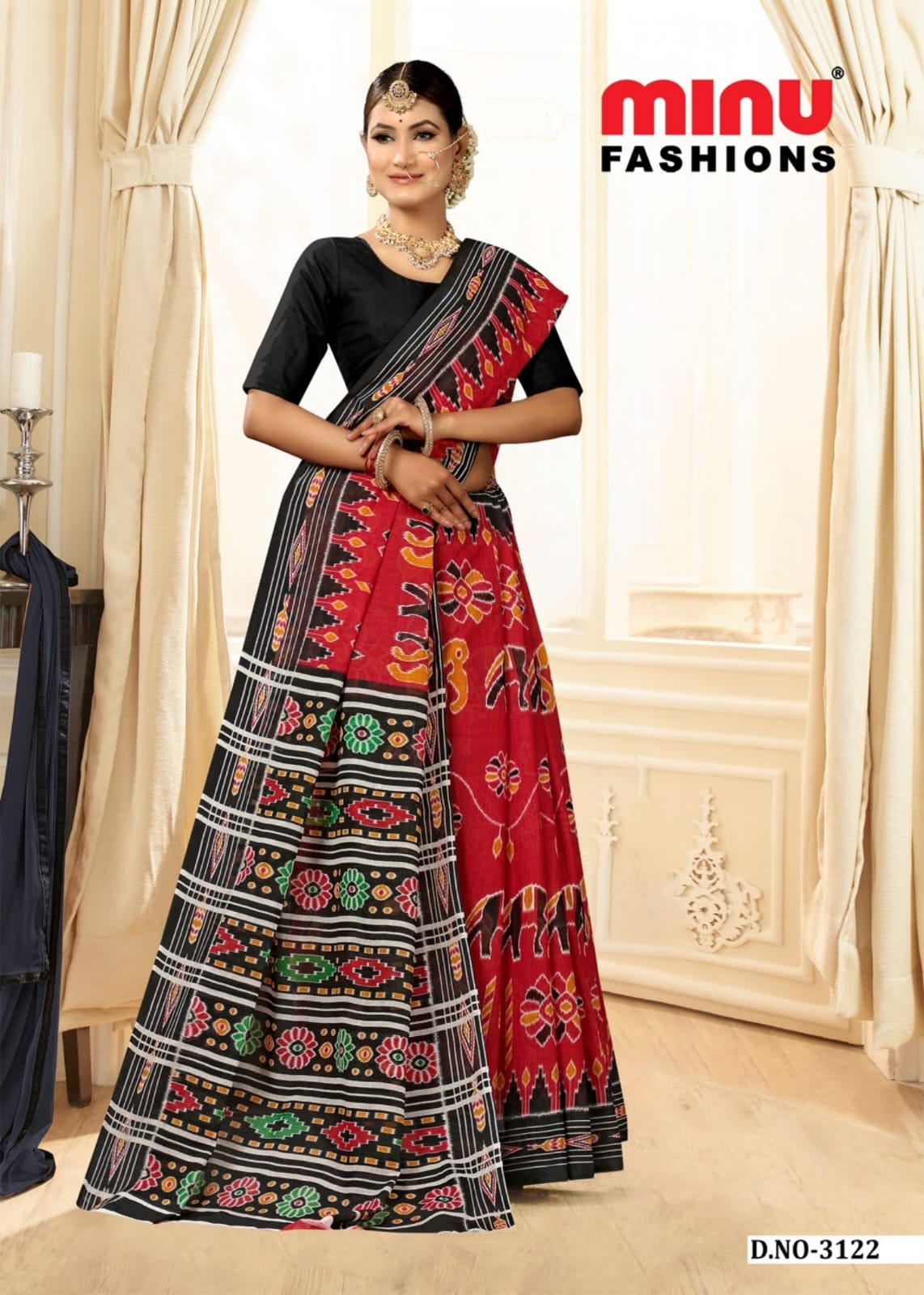 Pure Cotton Nazma katki Saree in Red 1