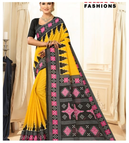 Pure Cotton Nazma katki Saree in Yellow