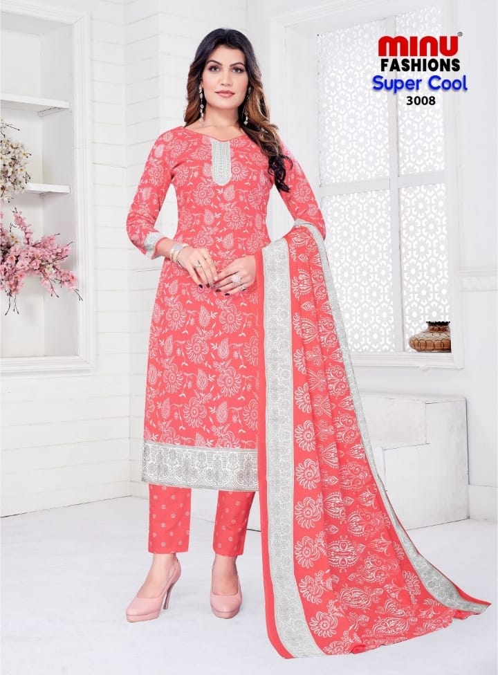 Pure Cotton Super Cool (3 Pcs) Stitched Suit Red