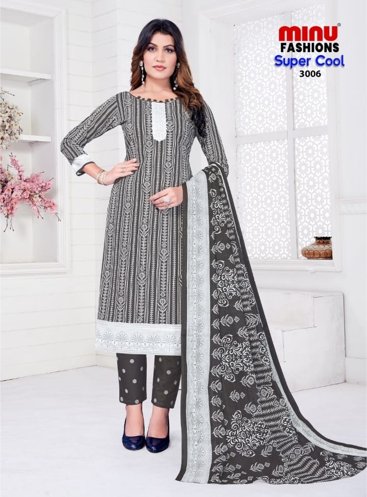 Pure Cotton Super Cool (3 Pcs) Stitched Suit in Black