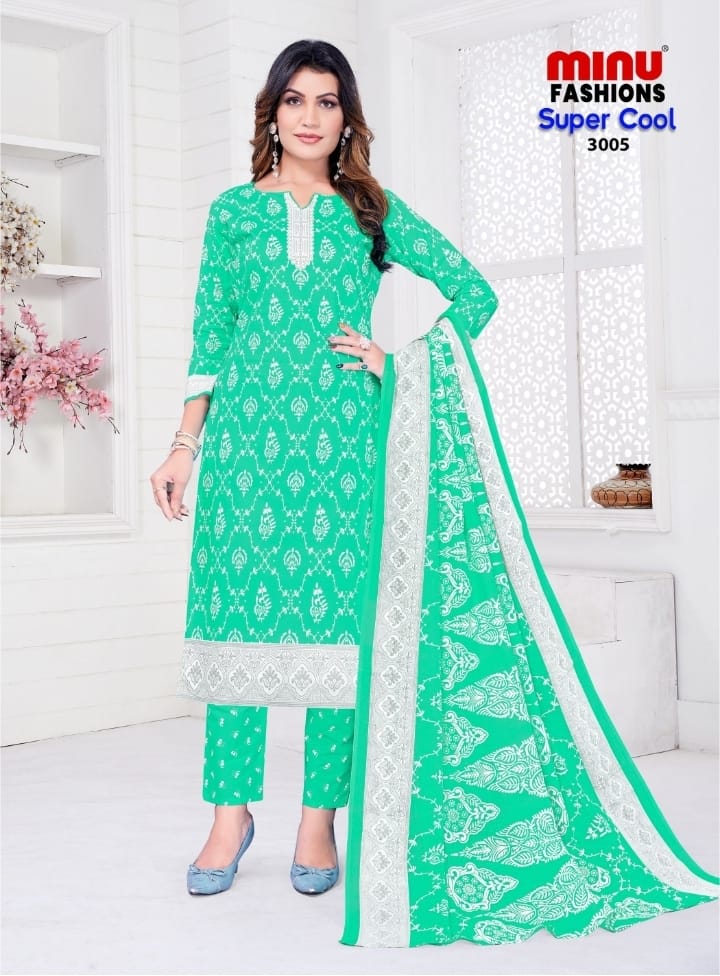 Pure Cotton Super Cool (3 Pcs) Stitched Suit  in Deep Green