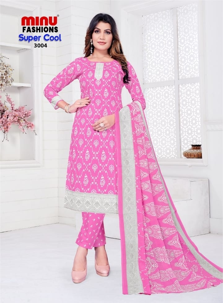 Pure Cotton Super Cool (3 Pcs) Stitched Suit in Pink Purple