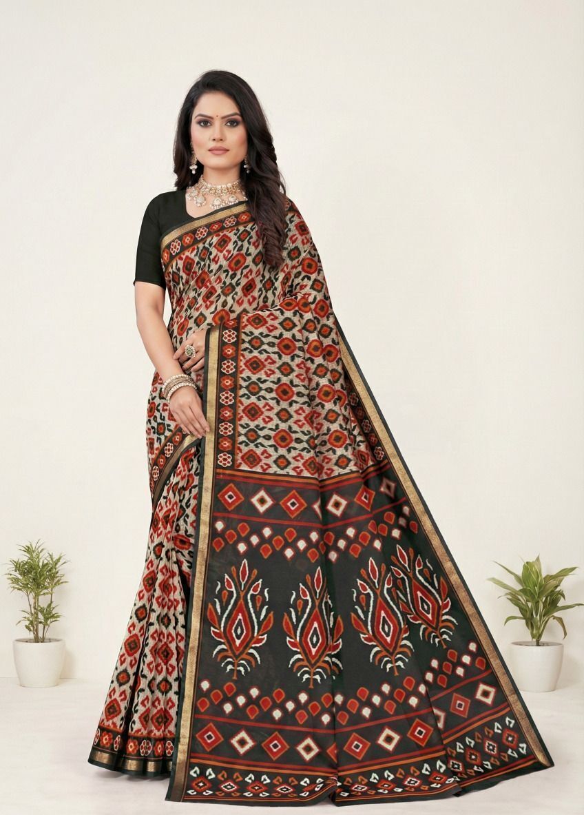 Silk Kanishka Green Block Printed Saree