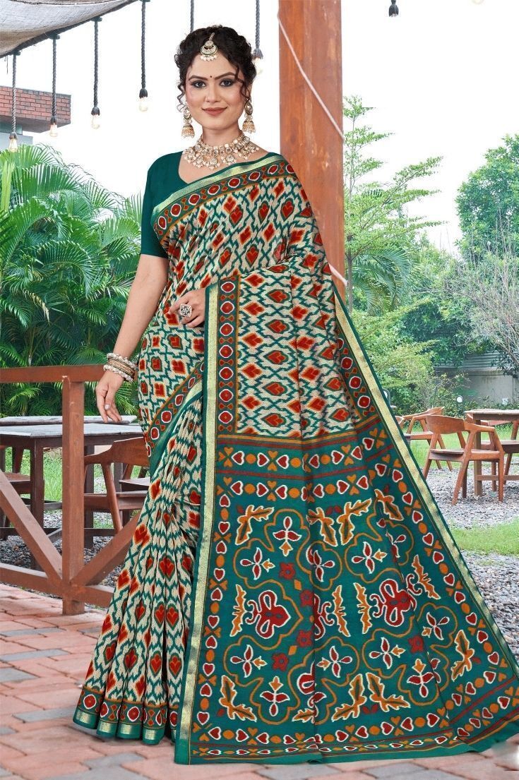 Silk Kanishka Green Printed Saree