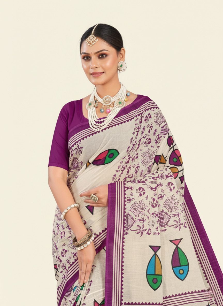 Malai Boutique Violet Premium Cotton Saree