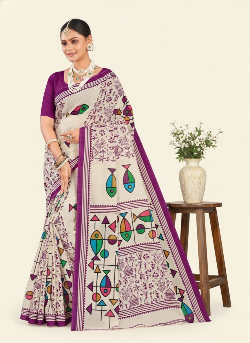 Malai Boutique Violet Premium Cotton Saree