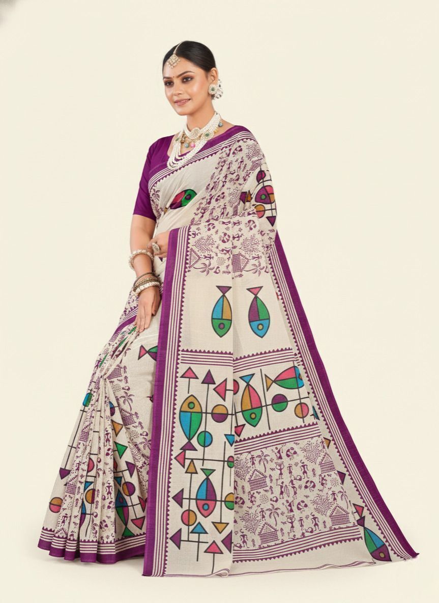 Malai Boutique Violet Premium Cotton Saree