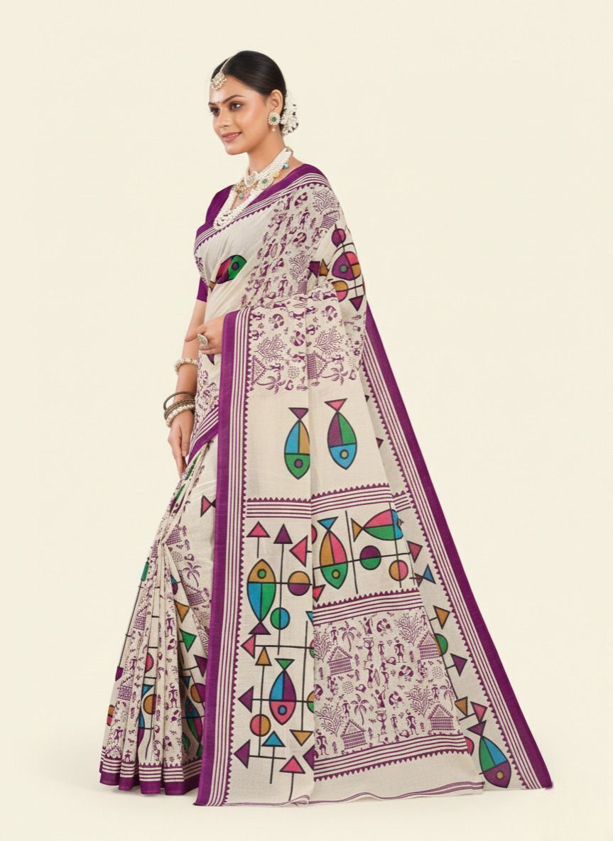 Malai Boutique Violet Premium Cotton Saree