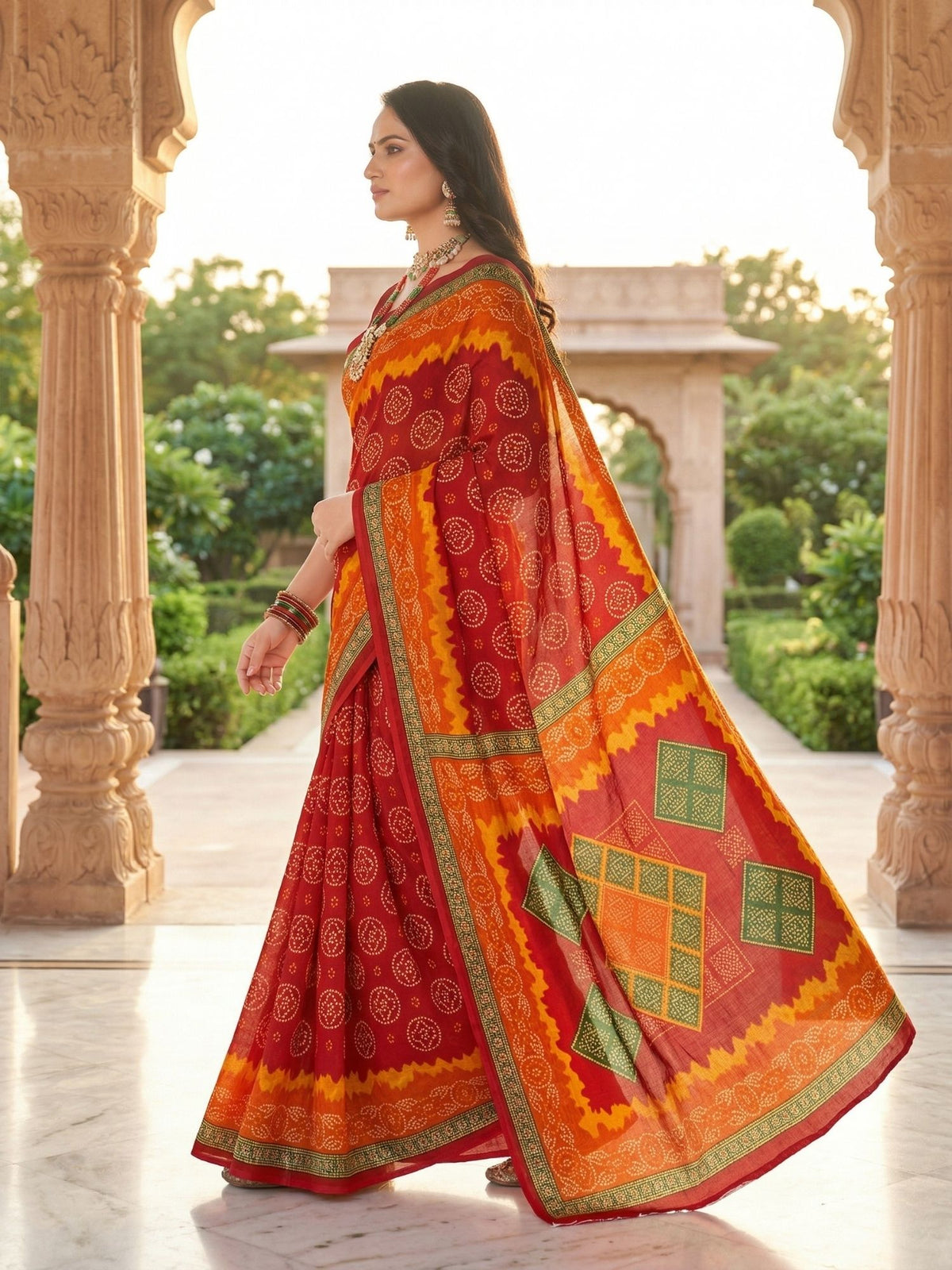 Mandakini Chunari Red Saree