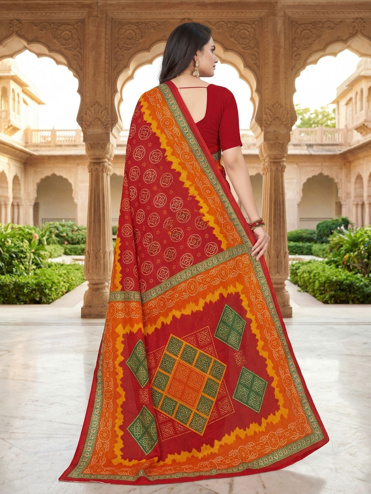 Mandakini Chunari Red Saree