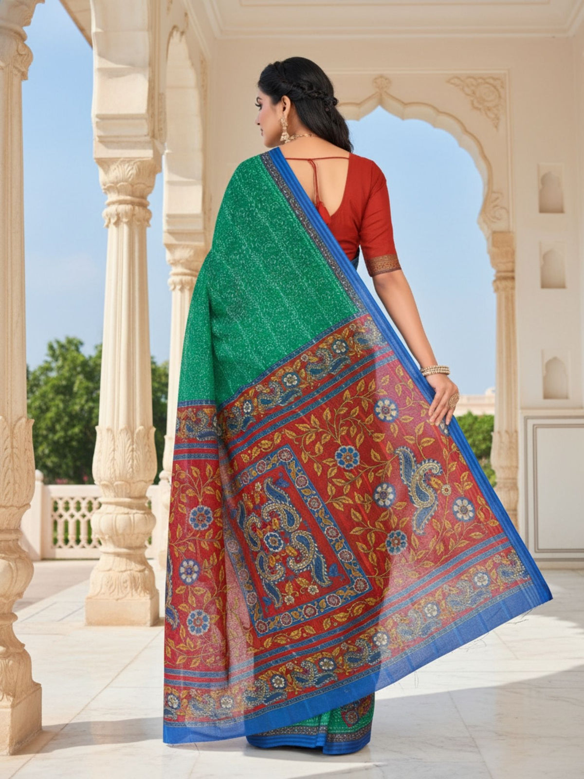 Sunaina Doria Green Printed Saree