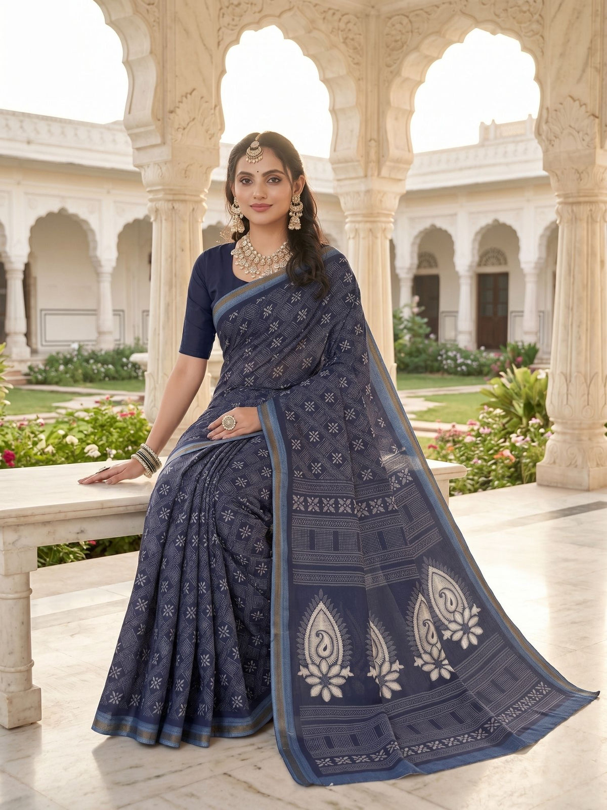 Ishani Border Vintage Printed Saree